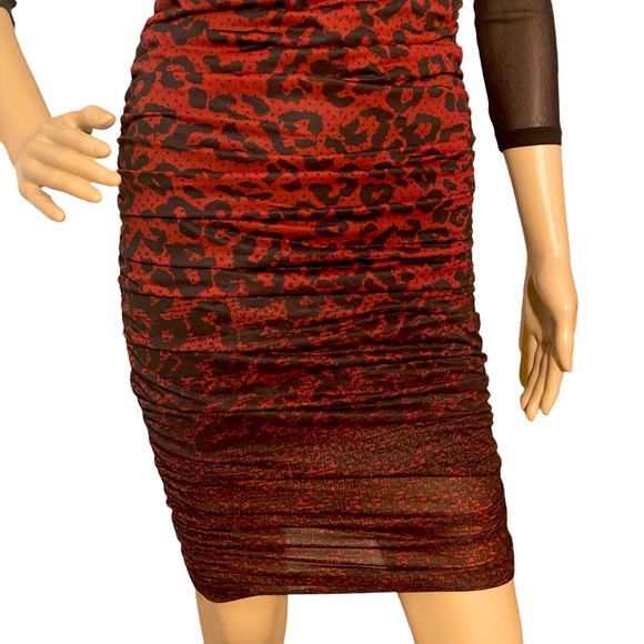 🆕 GUESS  | BANDIDA DRESS IN RED & BLACK LEOPARD PRINT SNAKESKIN OMBRÉ  SZ S - Picture 9 of 16